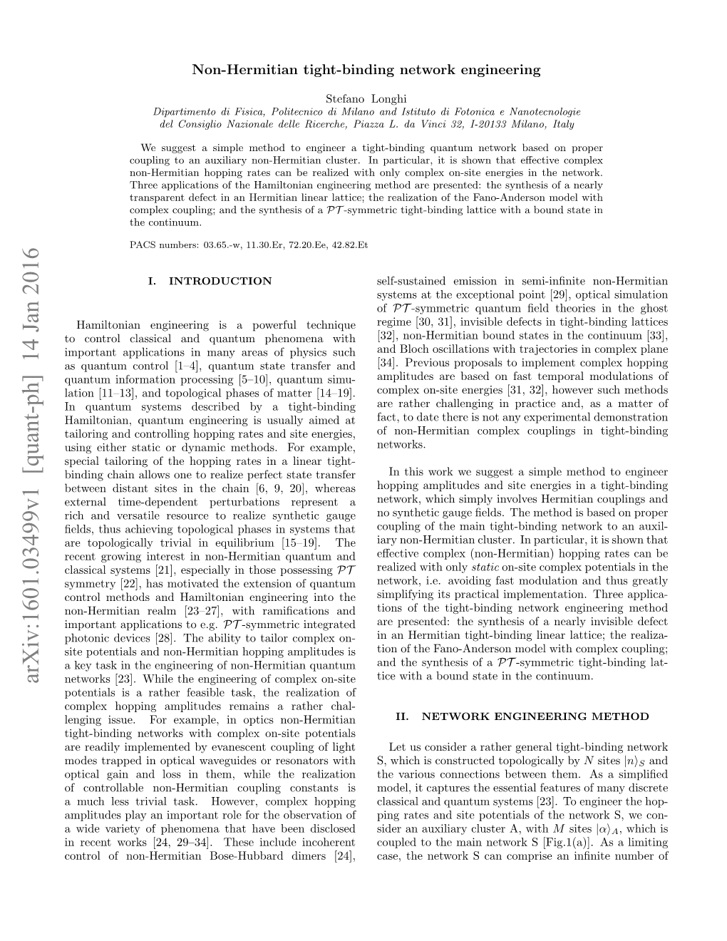 Arxiv:1601.03499V1 [Quant-Ph] 14 Jan 2016 Networks [23]