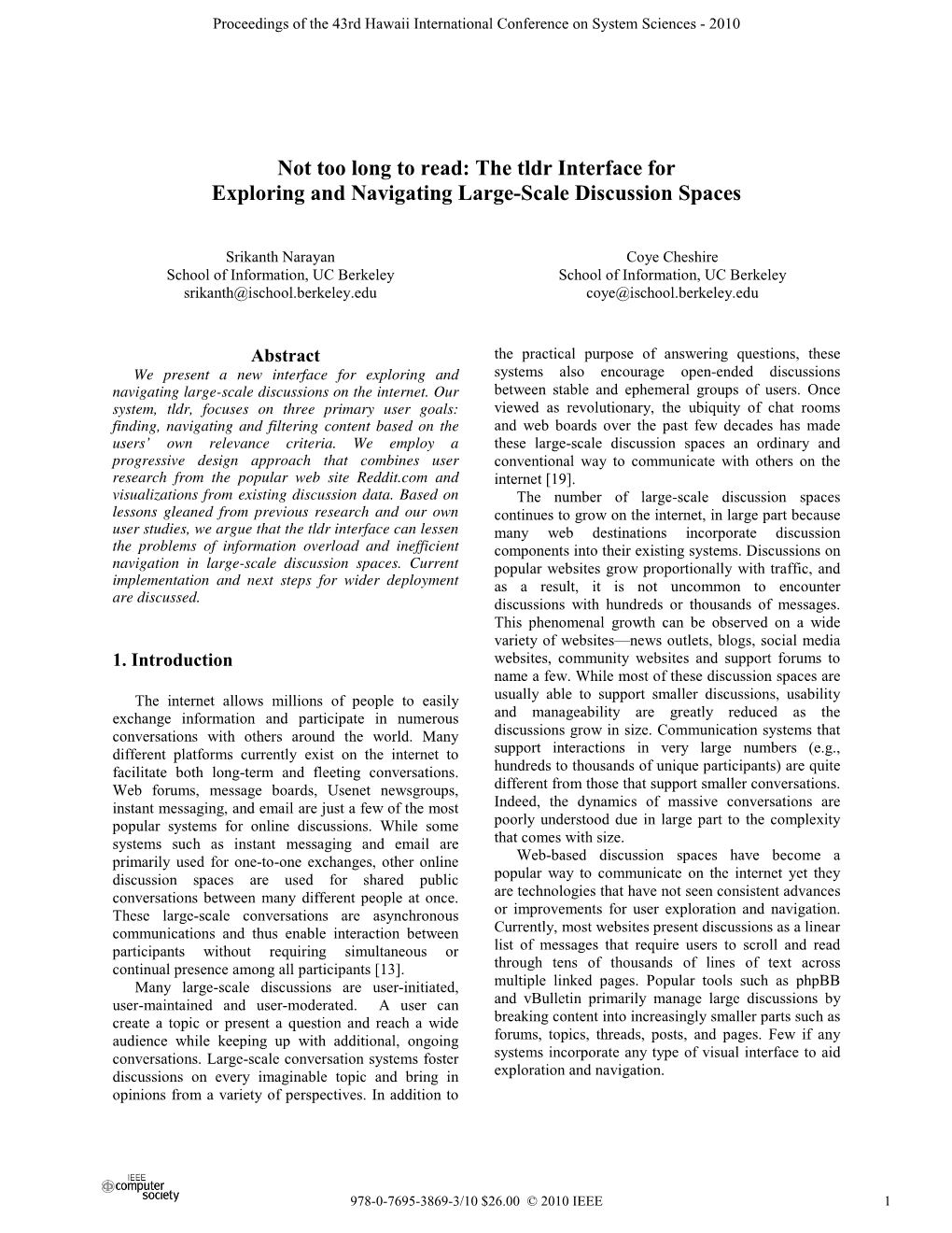 The Tldr Interface for Exploring and Navigating Large-Scale Discussion Spaces