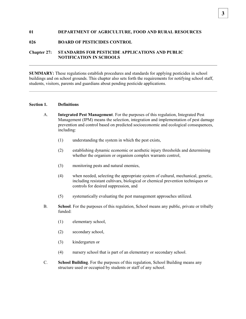 Pesticides in Schools Regulation