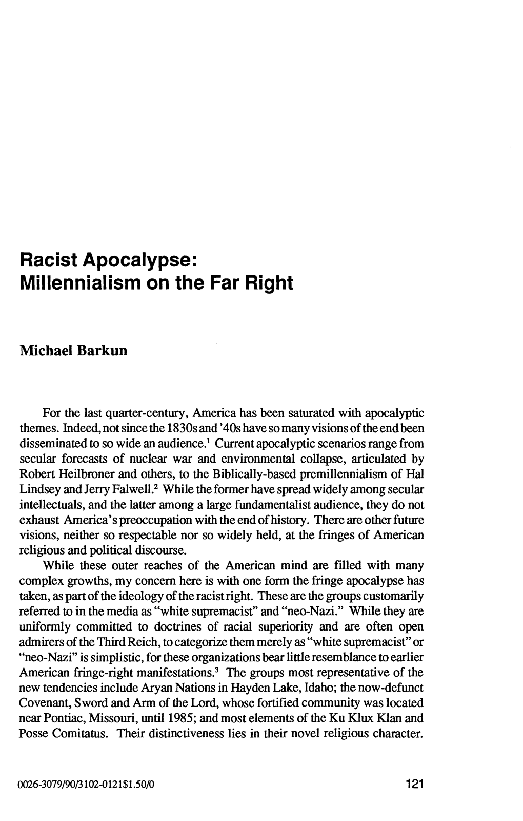 Racist Apocalypse: Millennialism on the Far Right