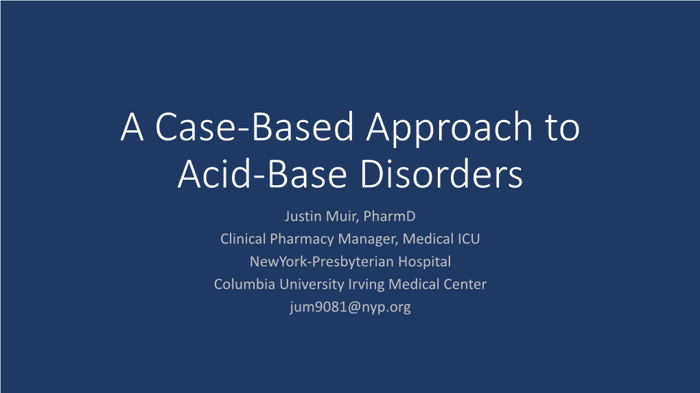 A Case-Based Approach to Acid-Base Disorders