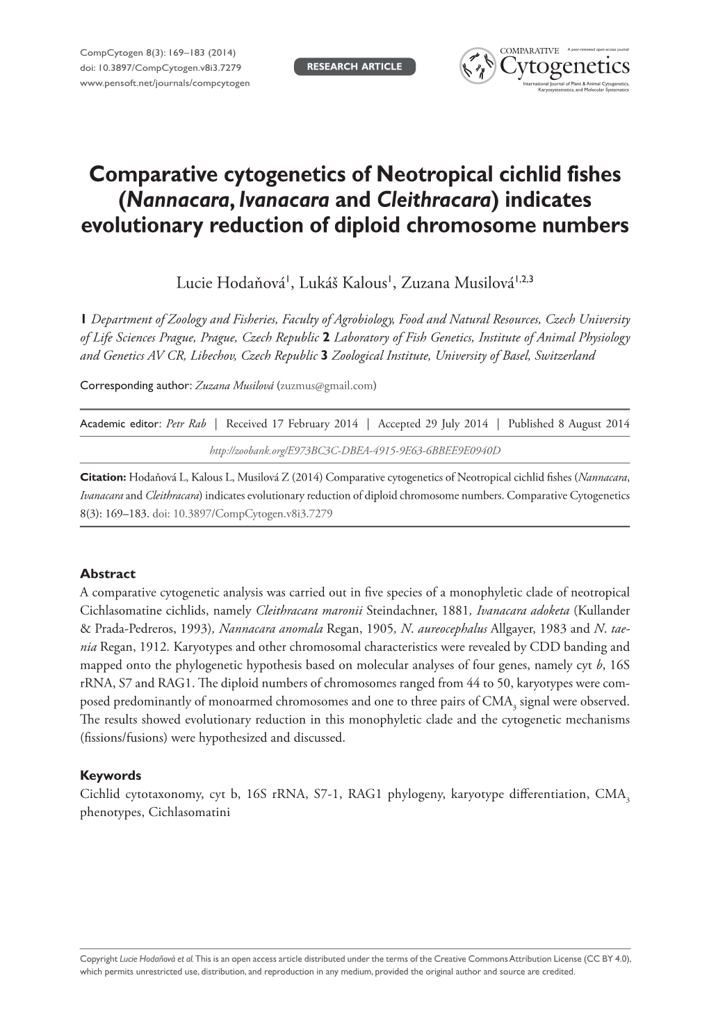 Comparative Cytogenetics of Neotropical Cichlid Fishes