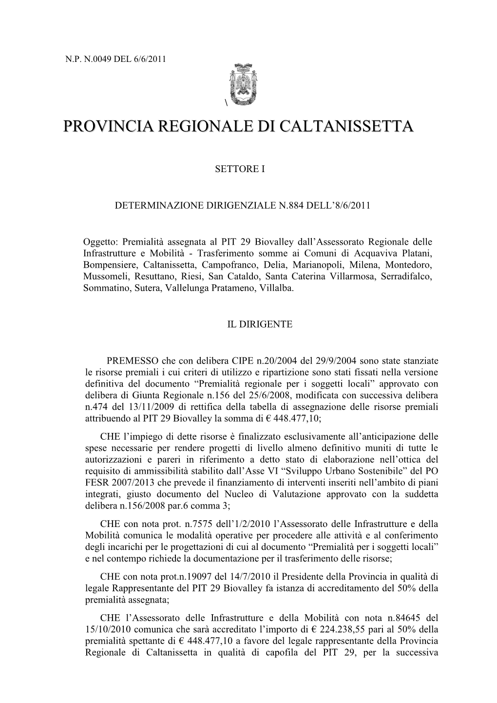 Provincia Regionale Di Caltanissetta