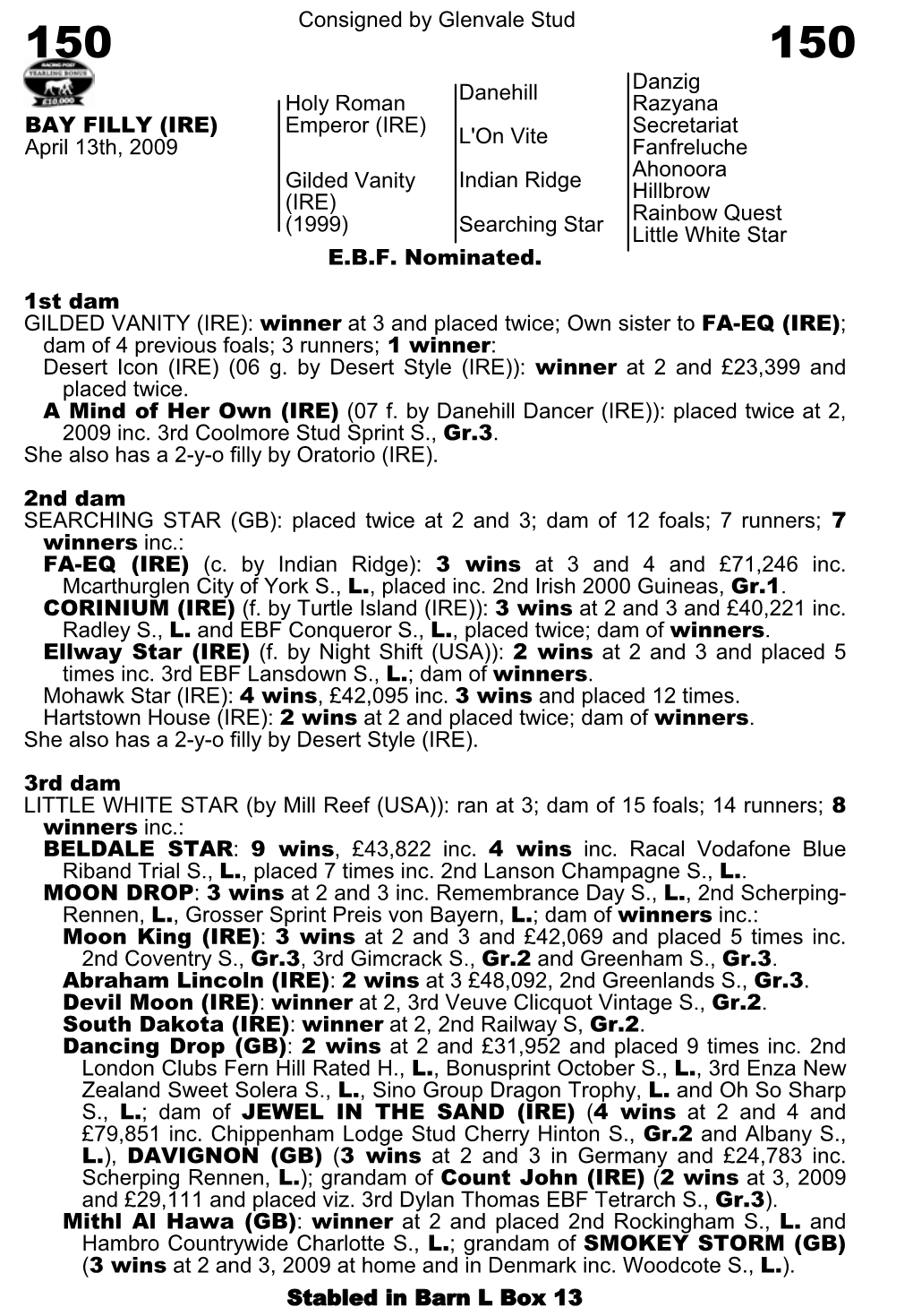 Consigned by Glenvale Stud Danehill Danzig