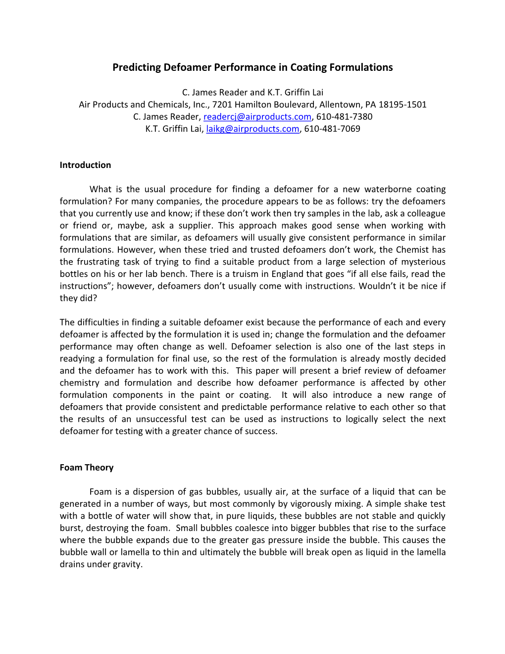 Predicting Defoamer Performance in Coating Formulations