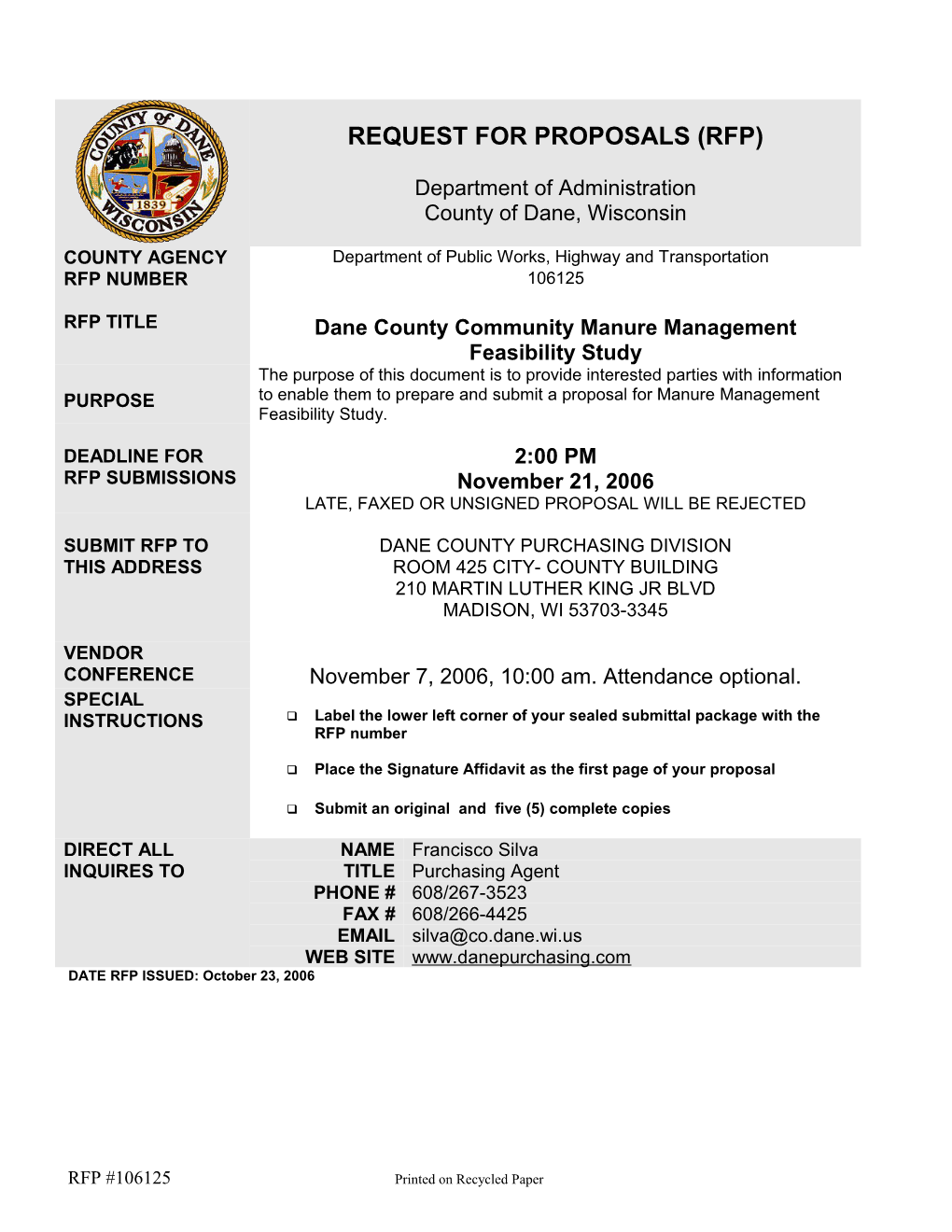 Dane County Vendor Registration Program