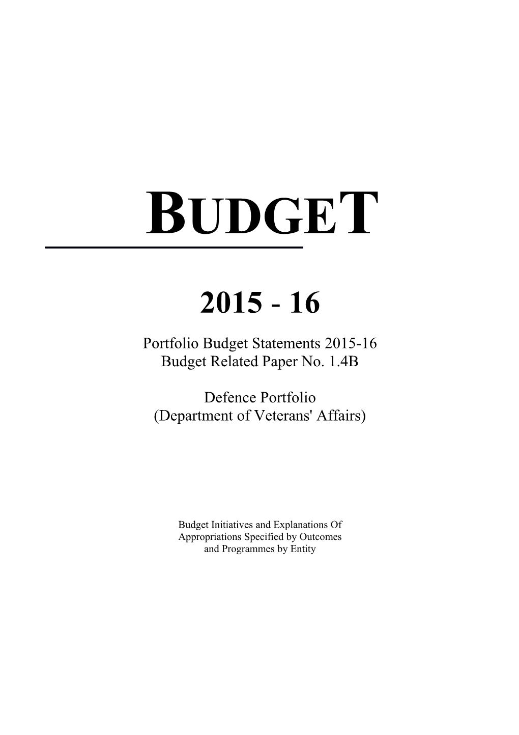 Portfolio Budget Statements 2015-16