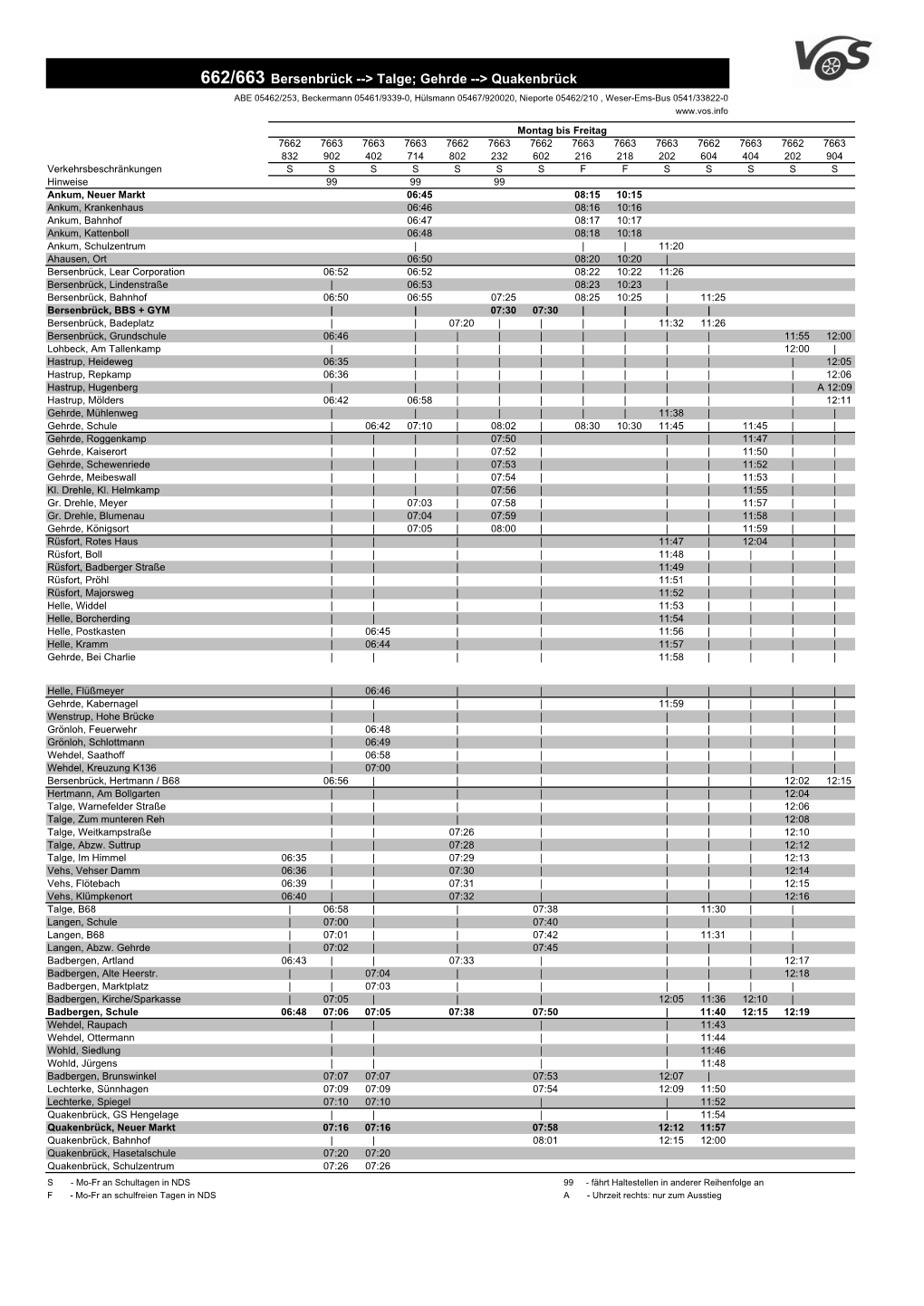 662/663 Bersenbrück --&gt; Talge; Gehrde --&gt; Quakenbrück