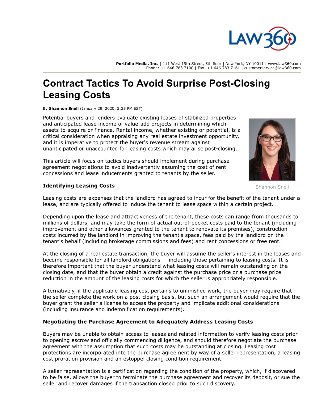 Contract Tactics to Avoid Surprise Post-Closing Leasing Costs