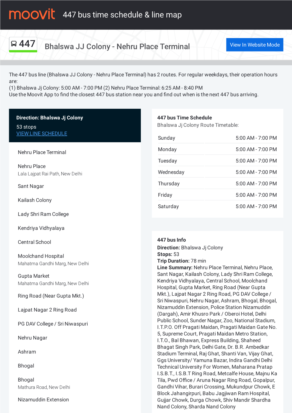 447 Bus Time Schedule & Line Route