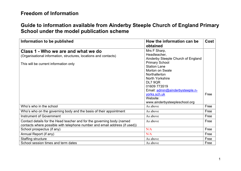 FOI Guide to Information for Schools