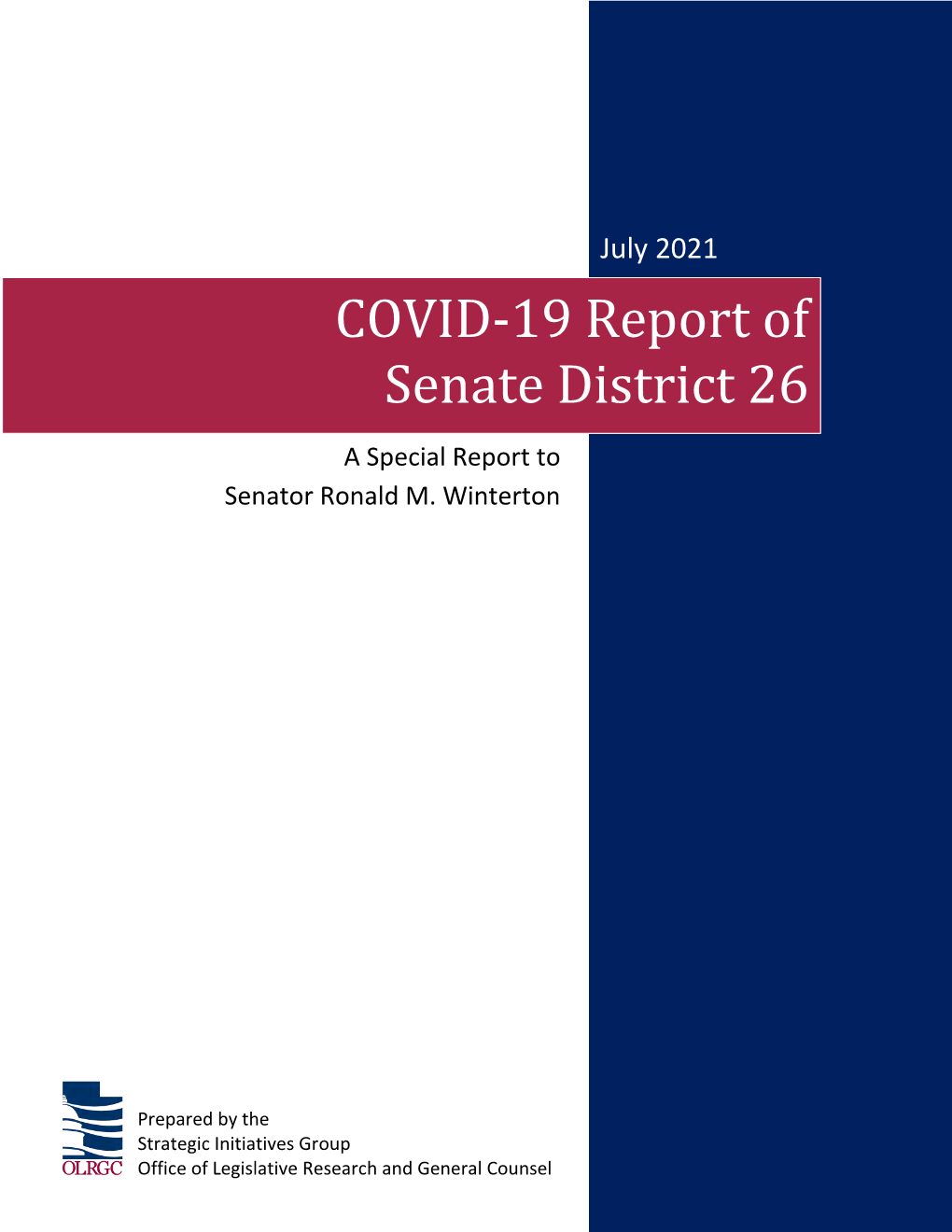 June 2021 COVID-19 Report of Senate District 26