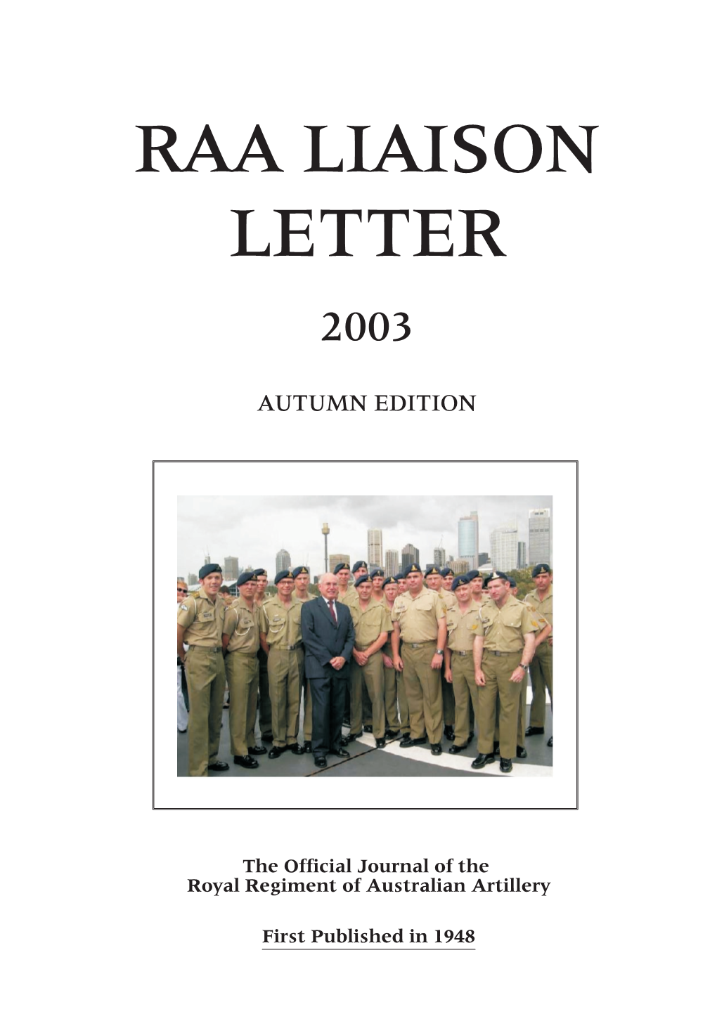 RAA Liasion Letter Autumn 2003