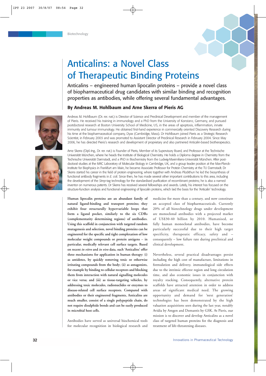 Anticalins: a Novel Class of Therapeutic Binding Proteins