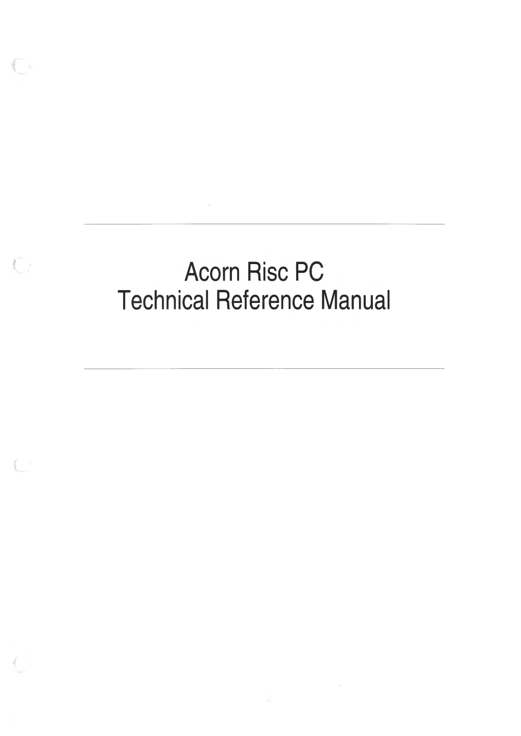 Acorn Risc PC Technical Reference Manual