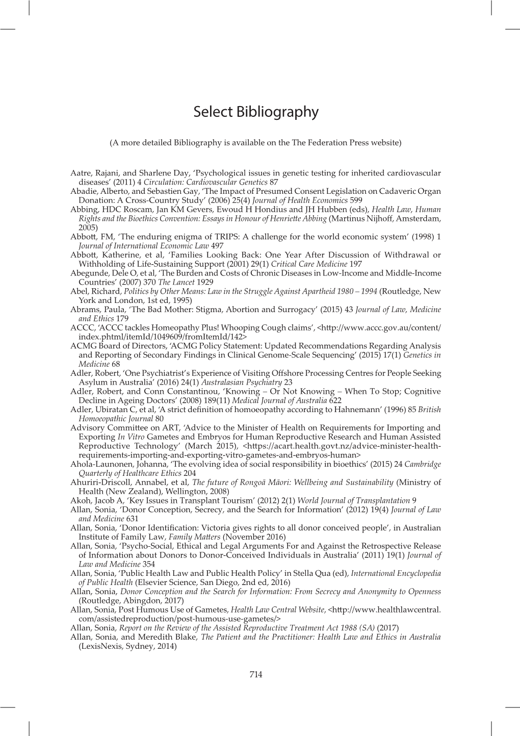 Select Bibliography