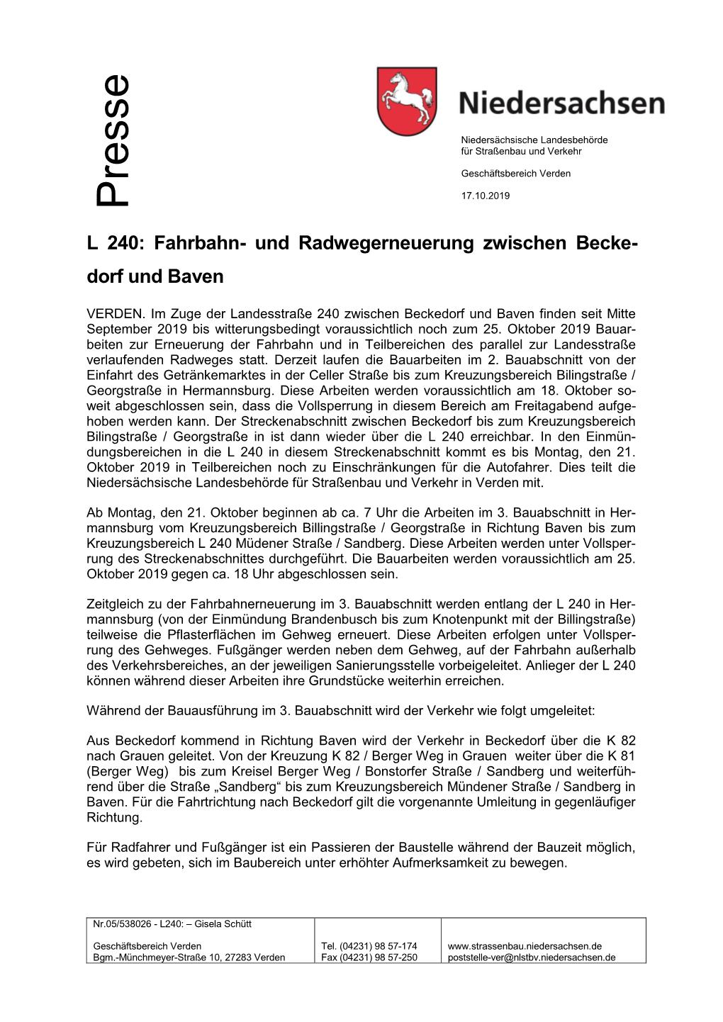 Presse– Und Informationsstelle Der Niedersächsischen Landesregierung