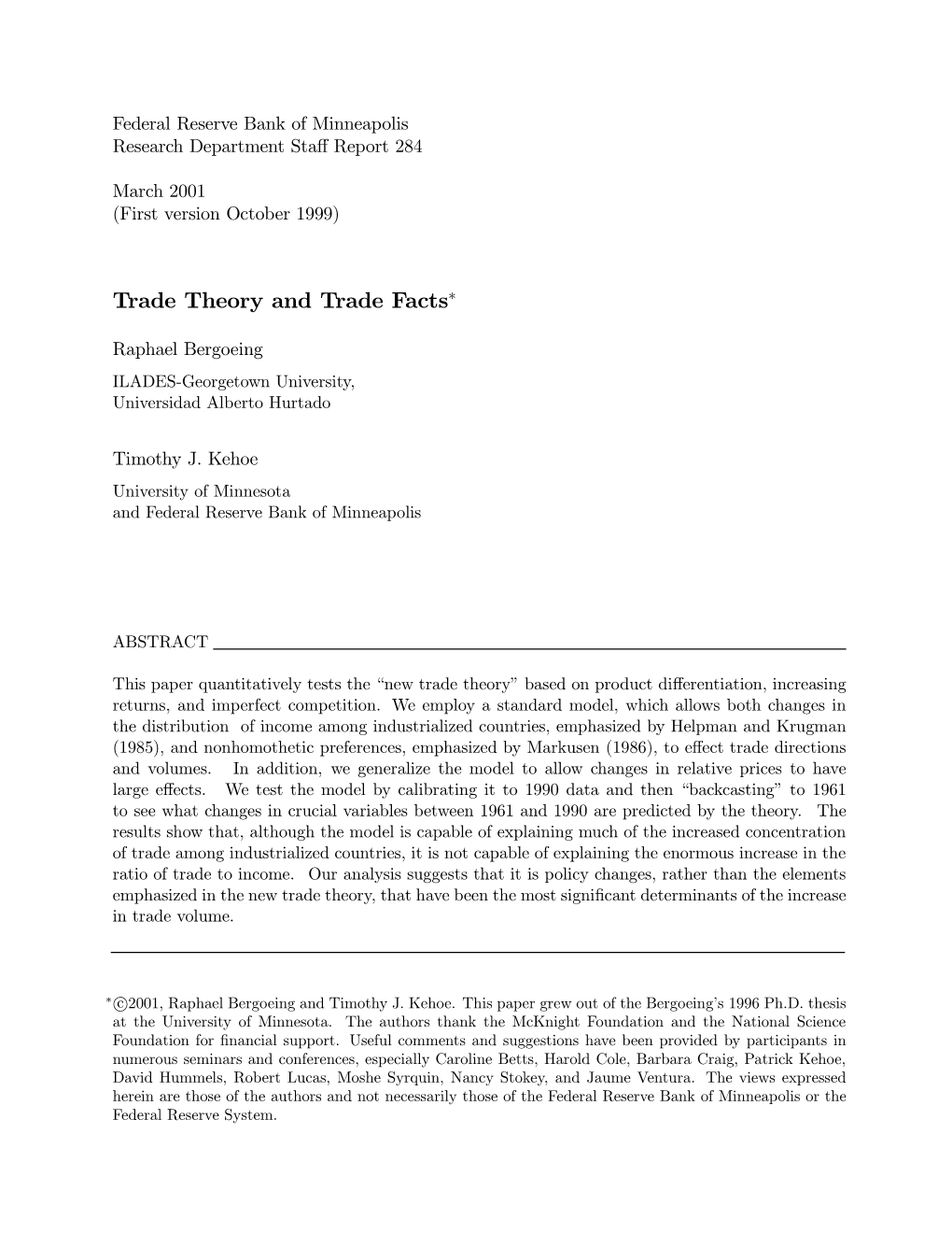 Trade Theory and Trade Facts∗