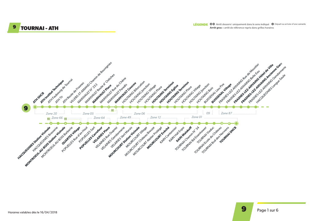 TOURNAI - ATH Arrêt Gras = Arrêt De Référence Repris Dans Grilles Horaires