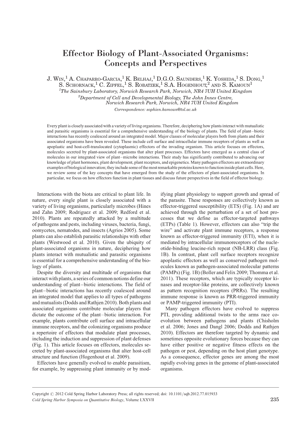 Effector Biology of Plant-Associated Organisms: Concepts and Perspectives