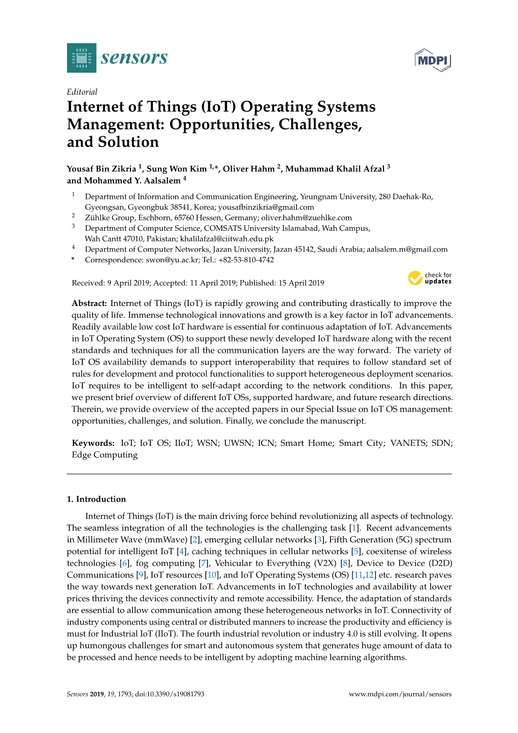 Internet of Things (Iot) Operating Systems Management: Opportunities, Challenges, and Solution