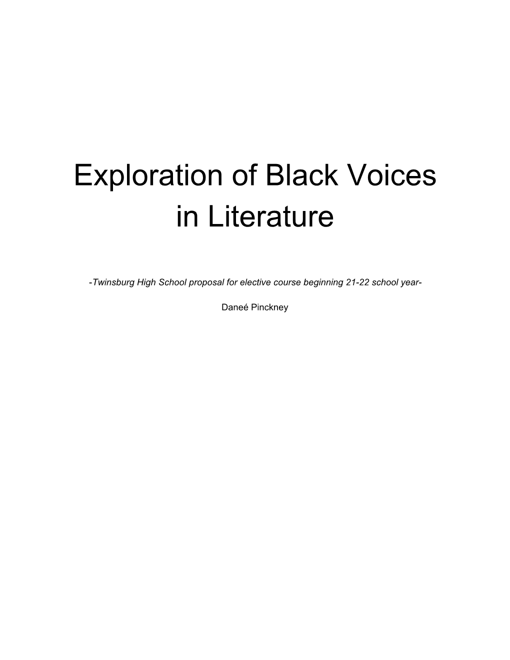 Exploration of Black Voices in Literature