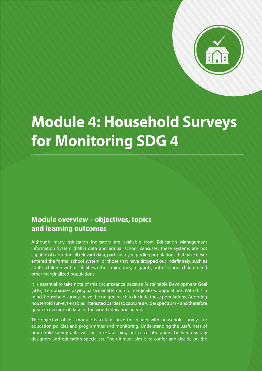 Module 4: Household Surveys for Monitoring SDG 4