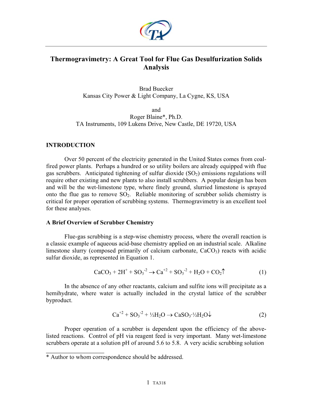 A Great Tool for Flue Gas Desulfurization Solids Analysis