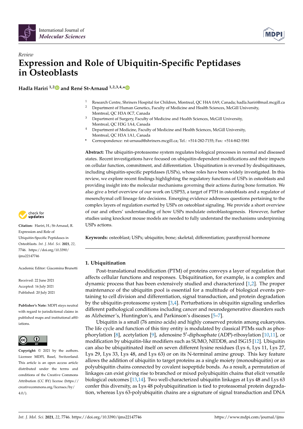 Expression and Role of Ubiquitin-Specific Peptidases In
