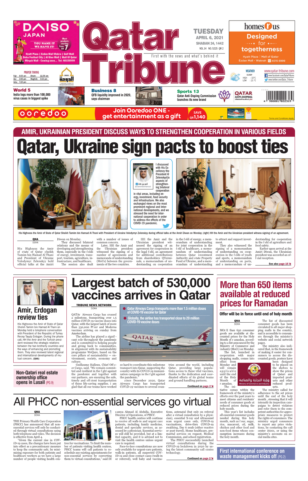 Qatar, Ukraine Sign Pacts to Boost Ties