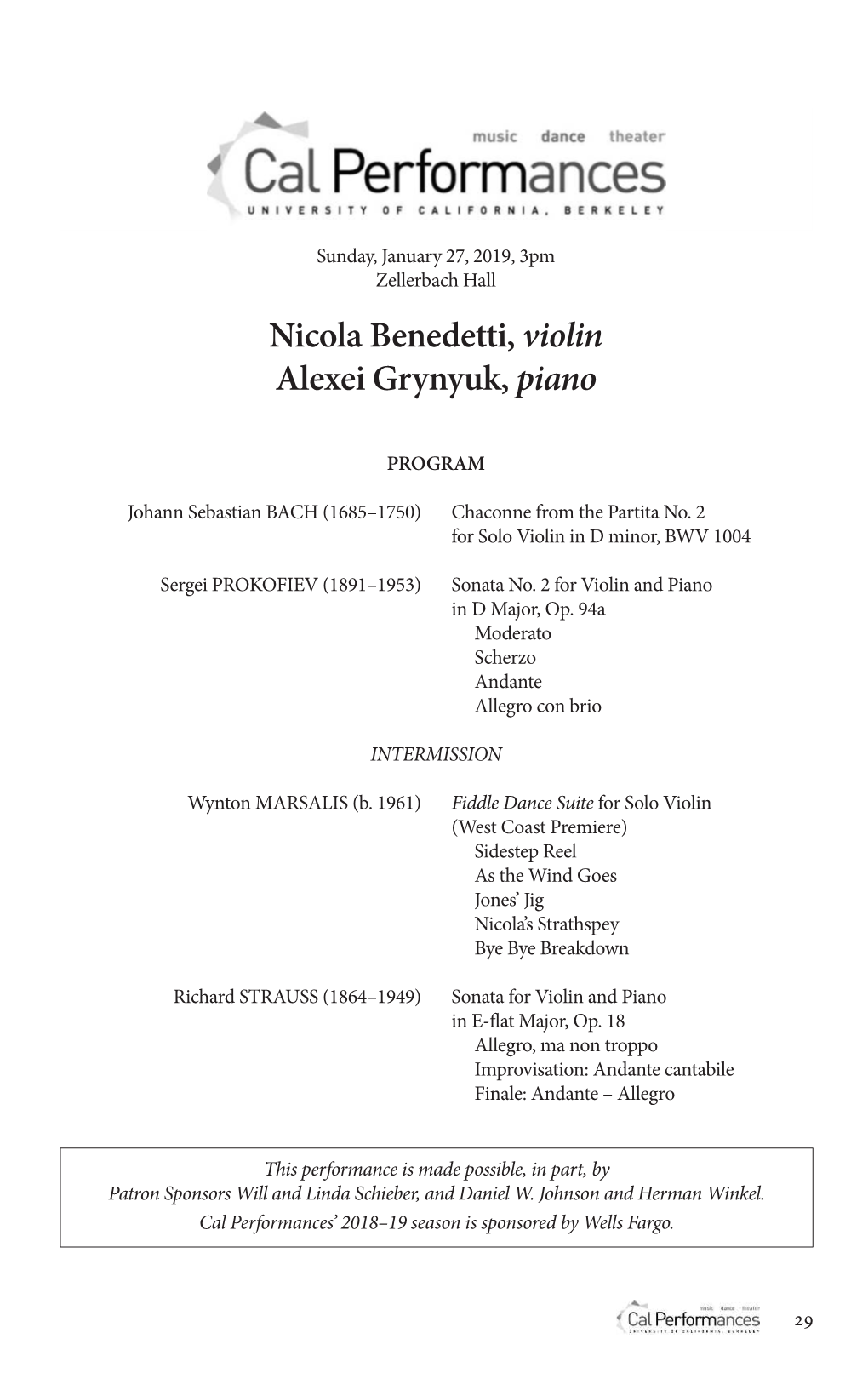 Nicola Benedetti, Violin Alexei Grynyuk, Piano