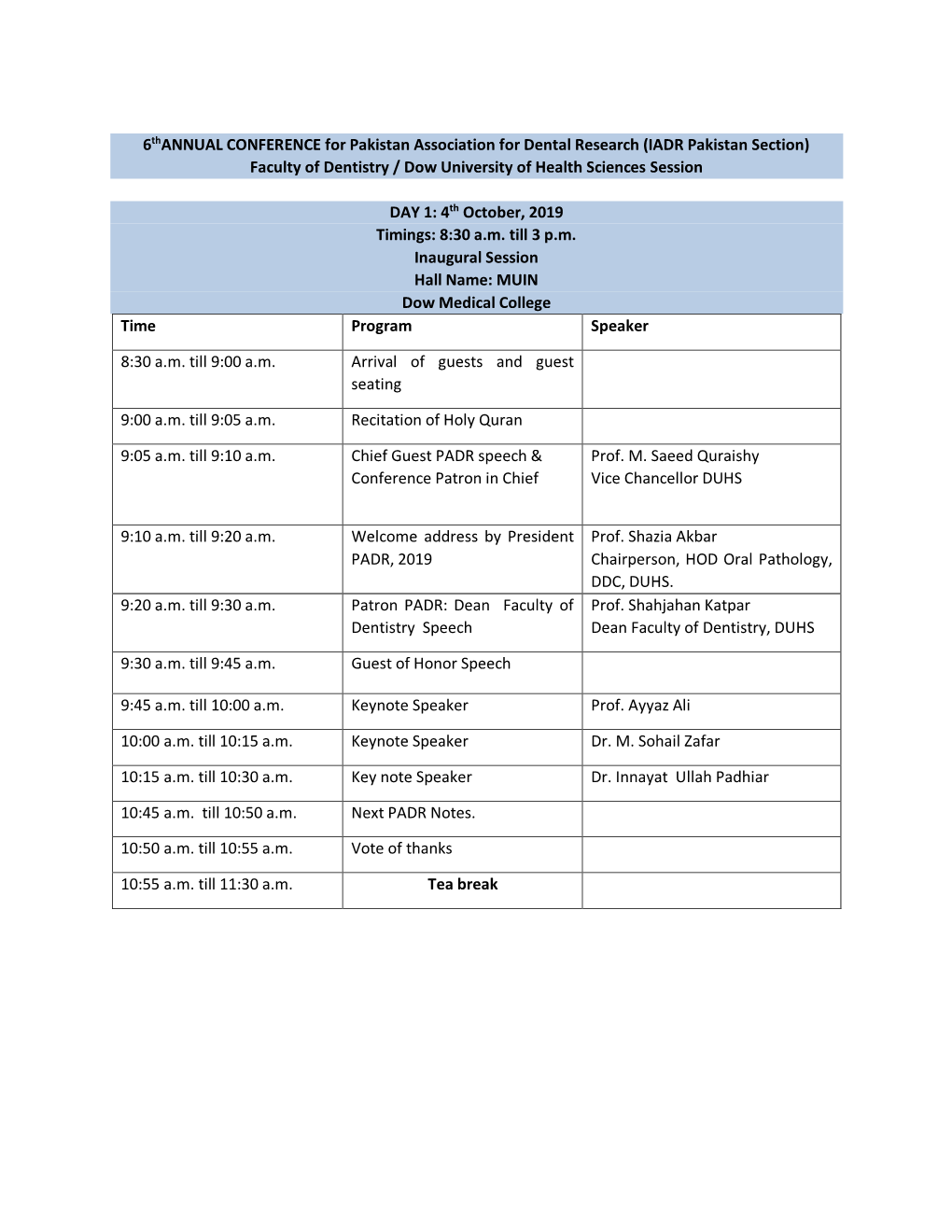 Faculty of Dentistry / Dow University of Health Sciences Session