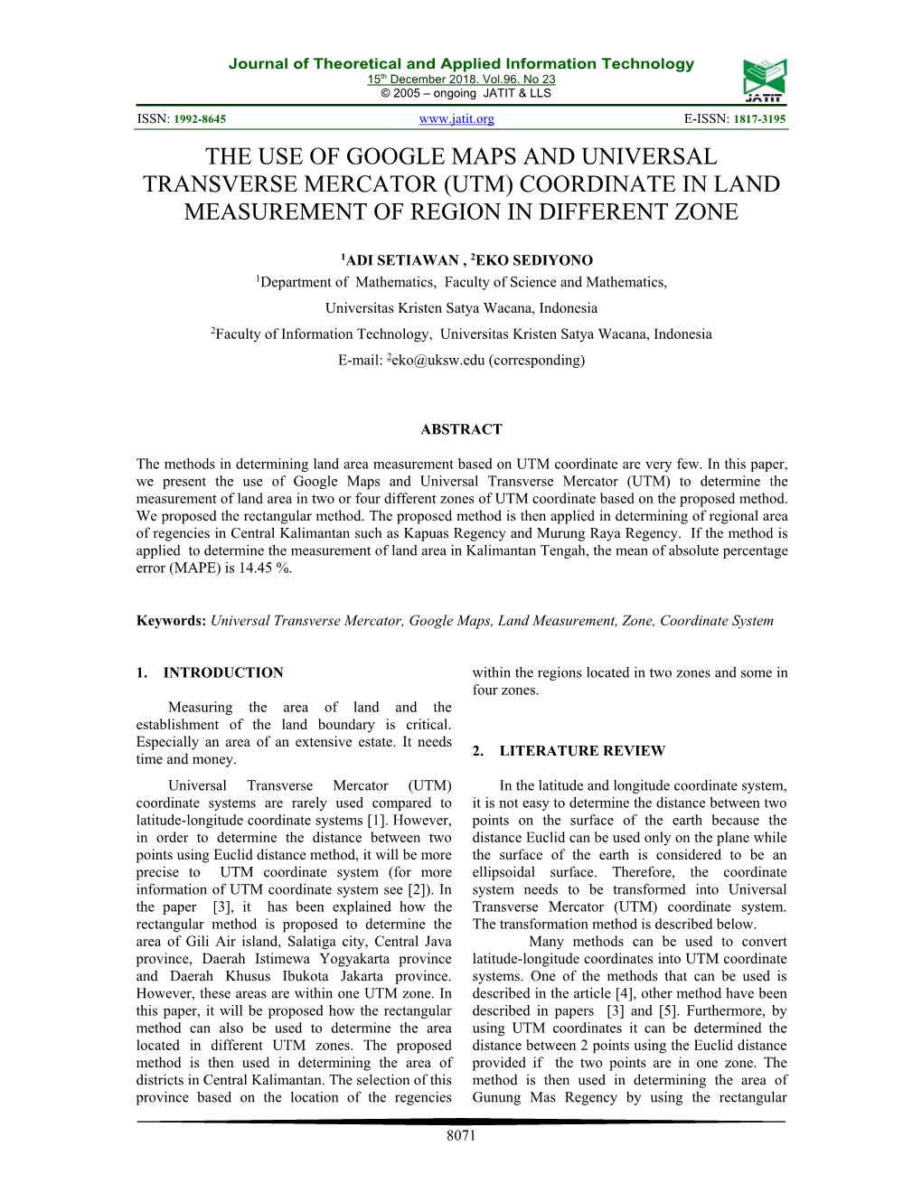 (Utm) Coordinate in Land Measurement of Region in Different Zone