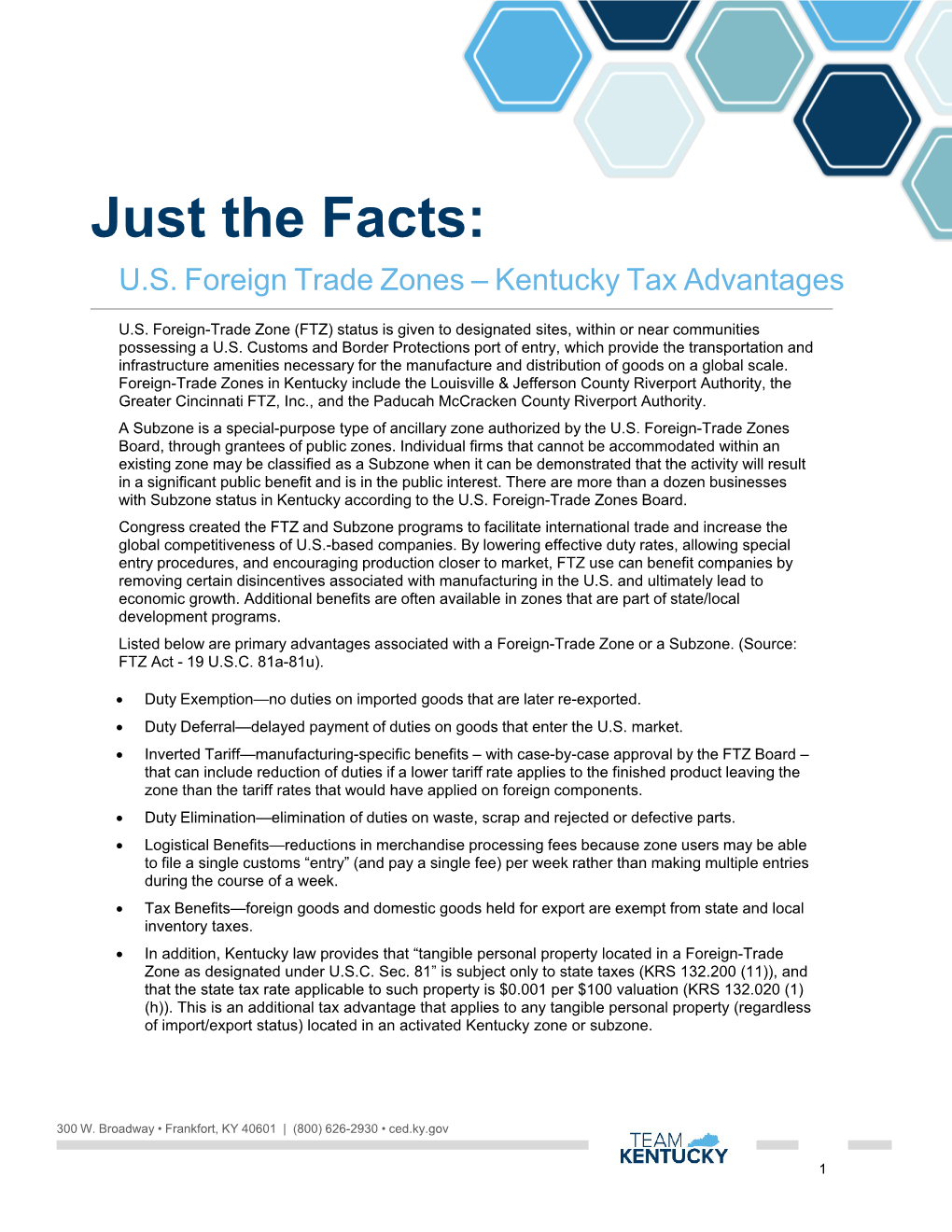 US Foreign Trade Zones – Kentucky Tax Advantages