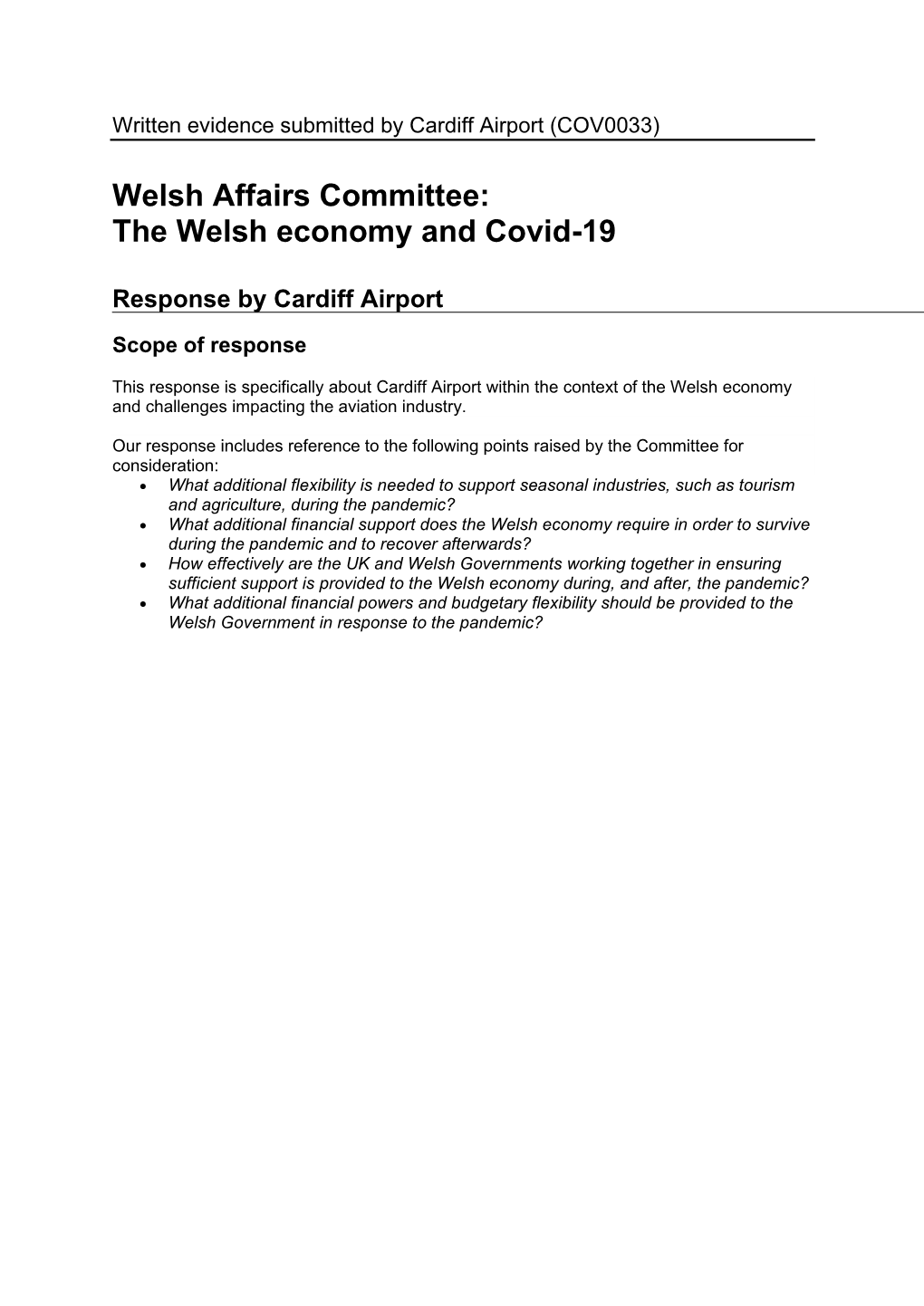 The Welsh Economy and Covid-19