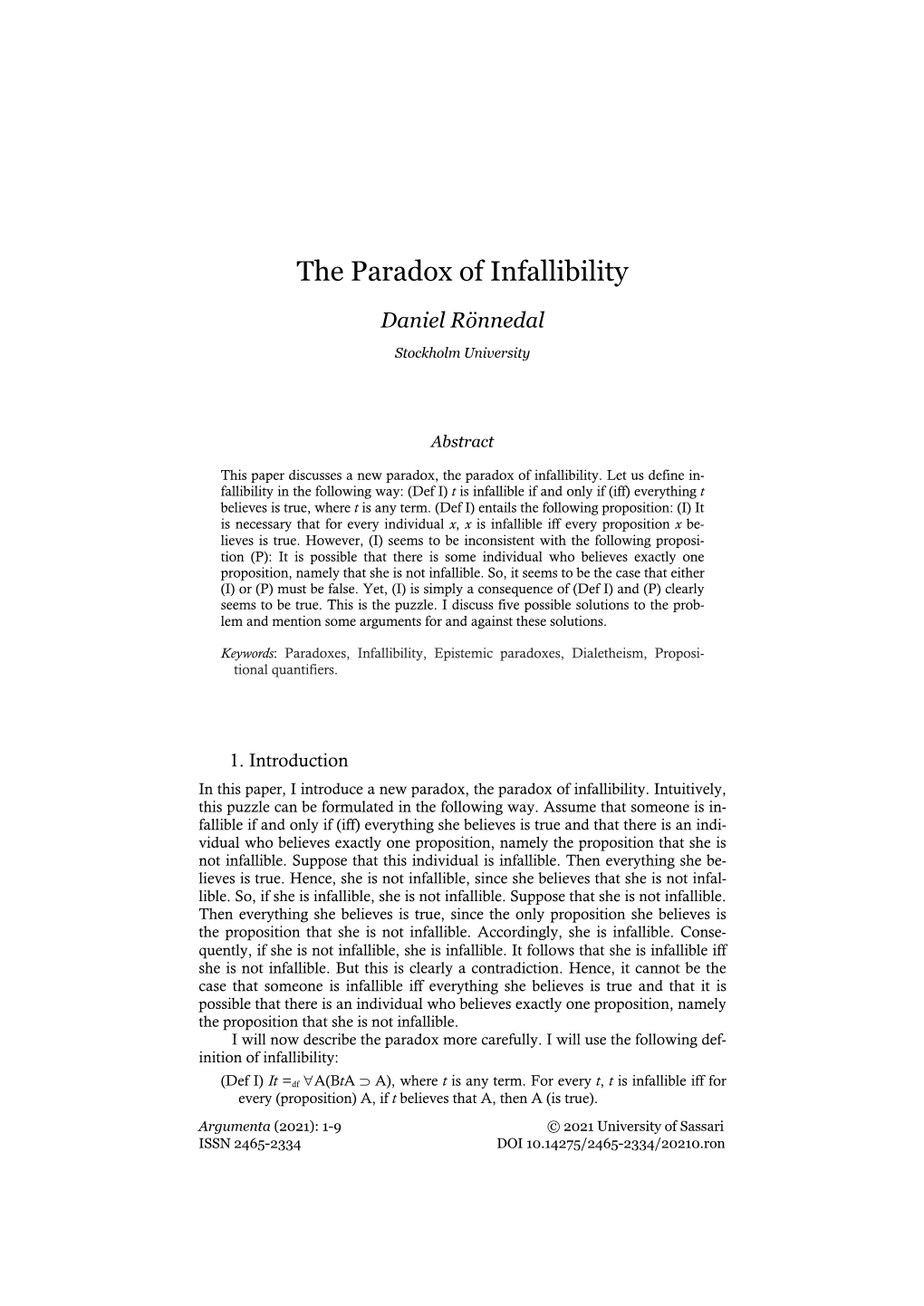The Paradox of Infallibility