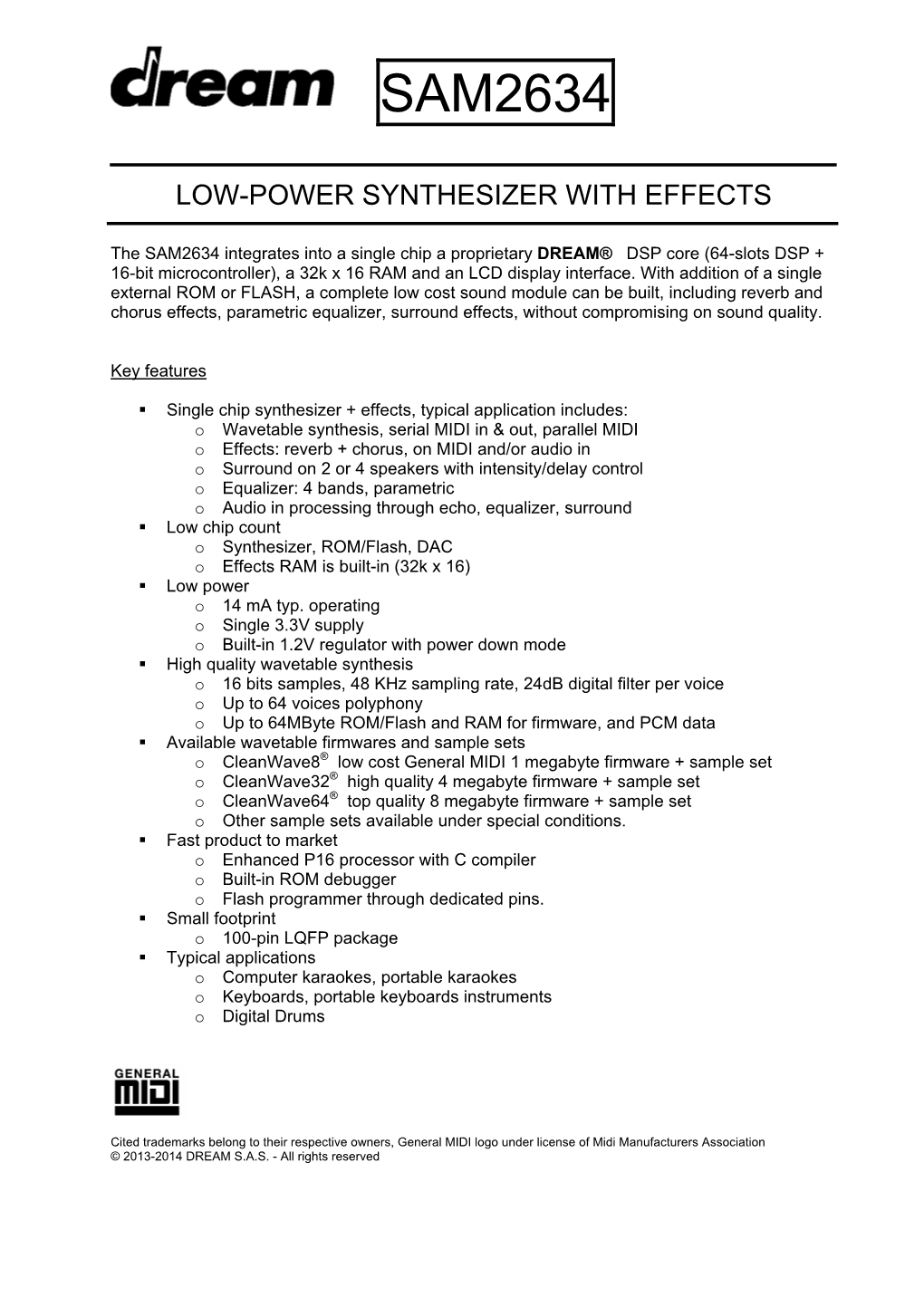 SAM2634 Datasheet