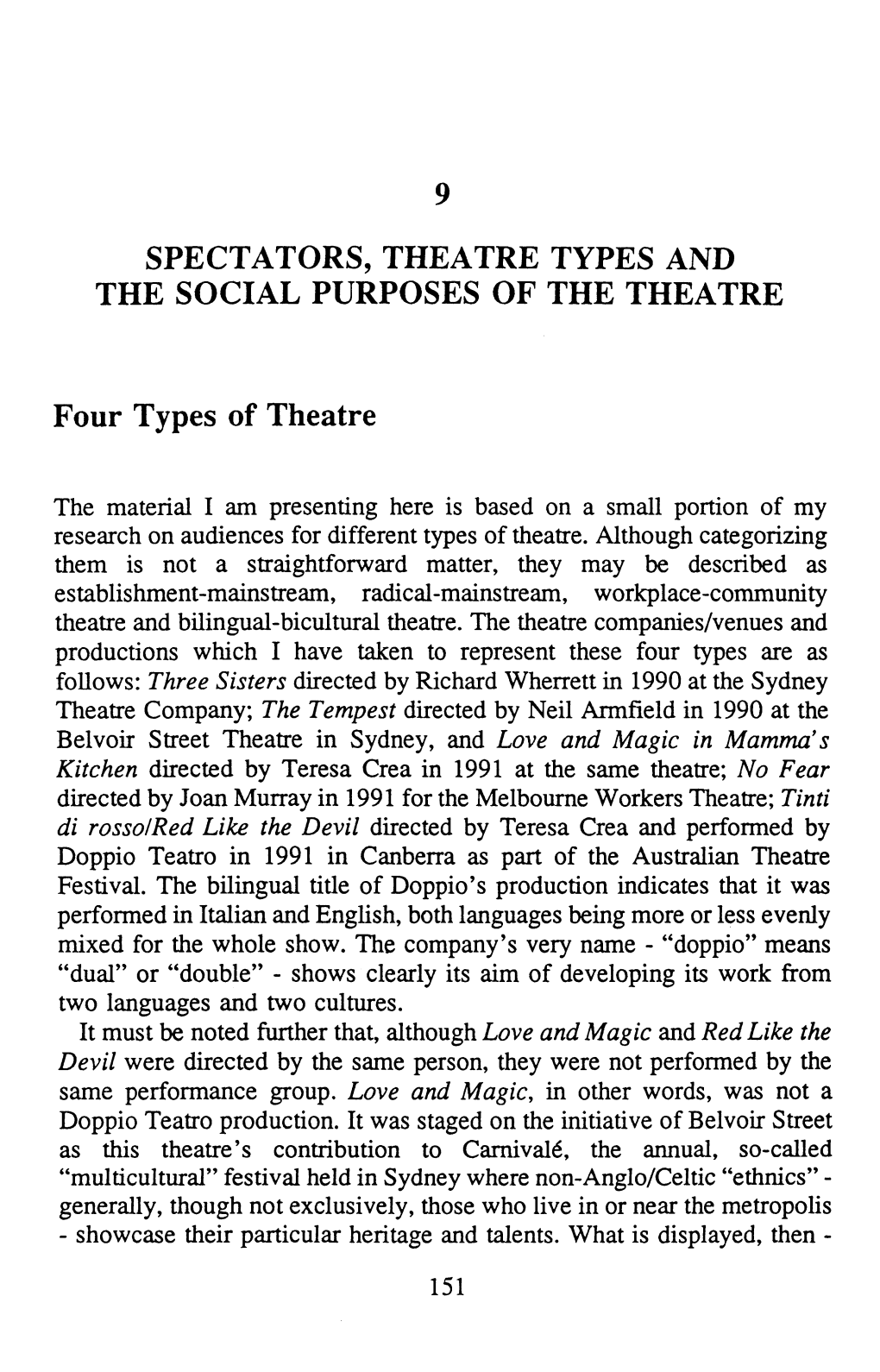 9 Spectators, Theatre Types and the Social Purposes of the Theatre