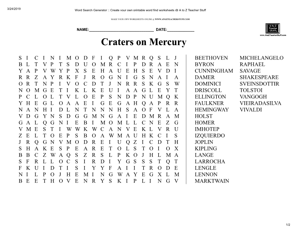 2D Mercury Crater Wordsearch V2