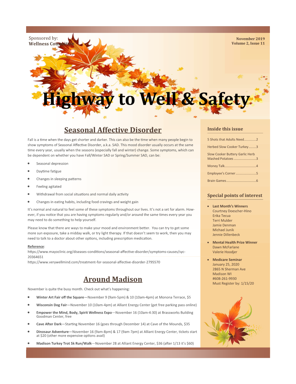 November 2019 Wellness Committee Volume 2, Issue 11