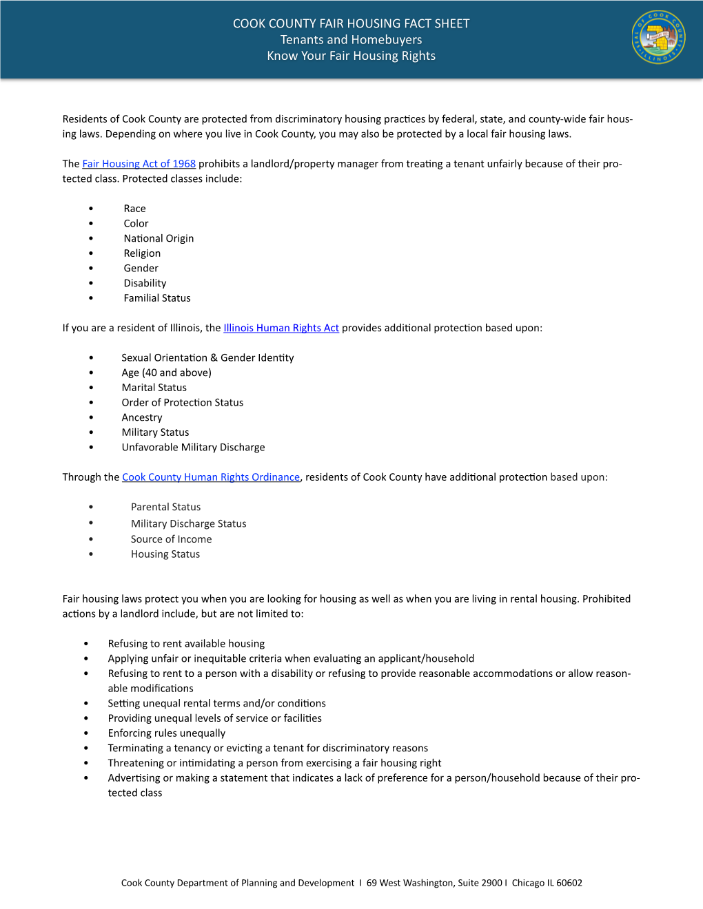 Fair Housing Tenant Factsheet