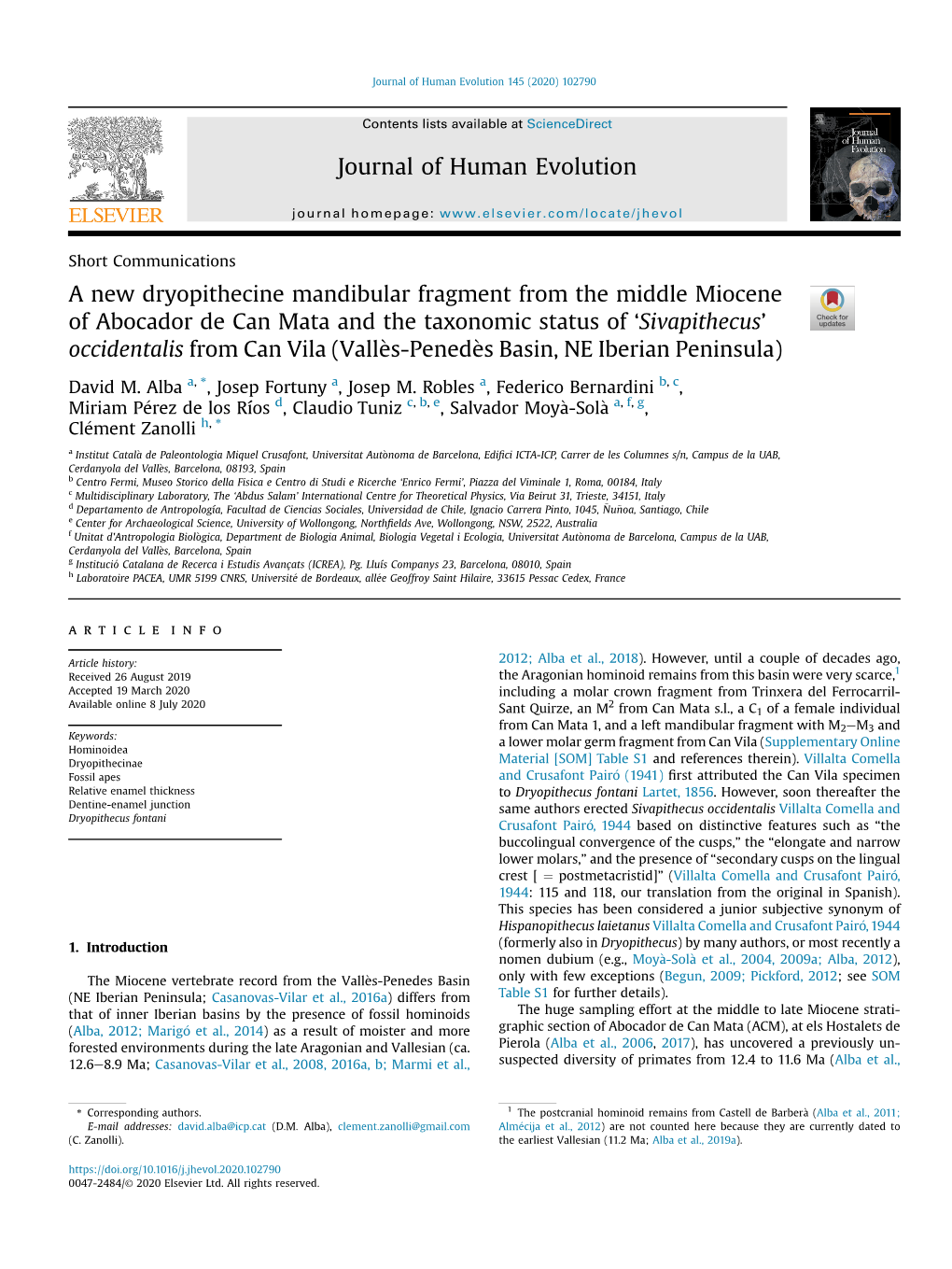 A New Dryopithecine Mandibular Fragment from the Middle Miocene