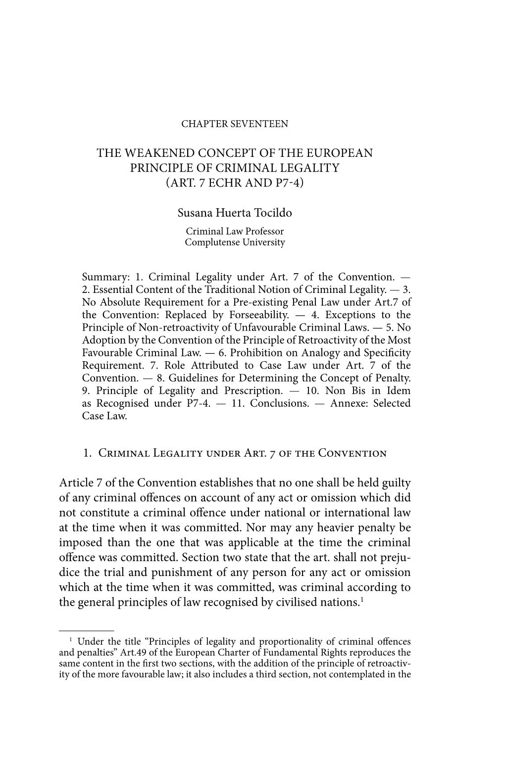 The Weakened Concept of the European Principle of Criminal Legality (Art