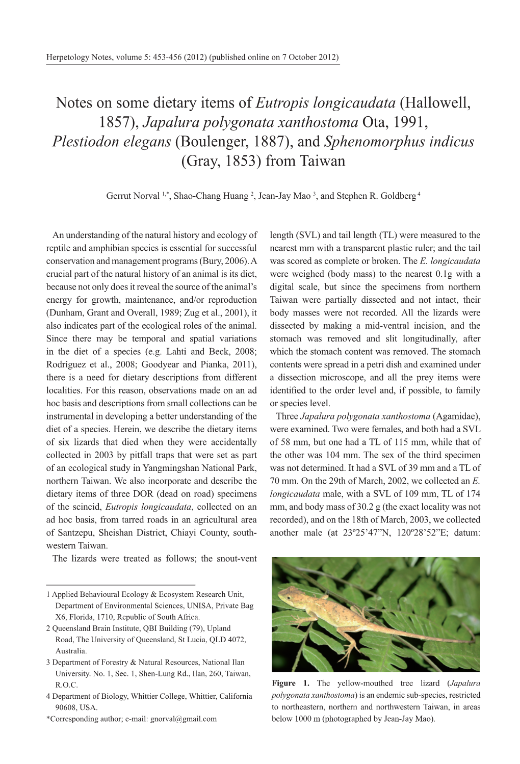 Notes on Some Dietary Items of Eutropis Longicaudata