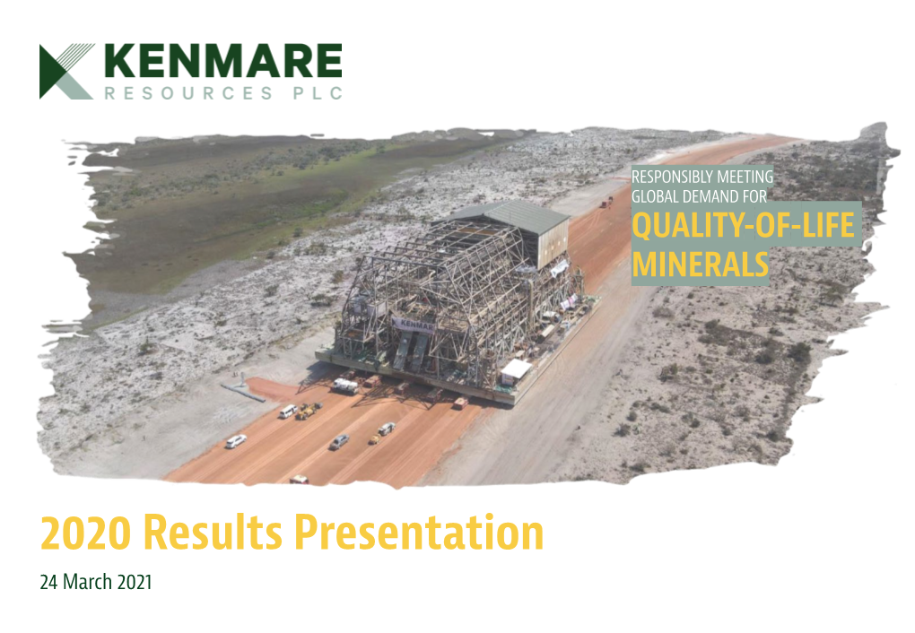 2020 Results Presentation 24 March 2021 Disclaimer