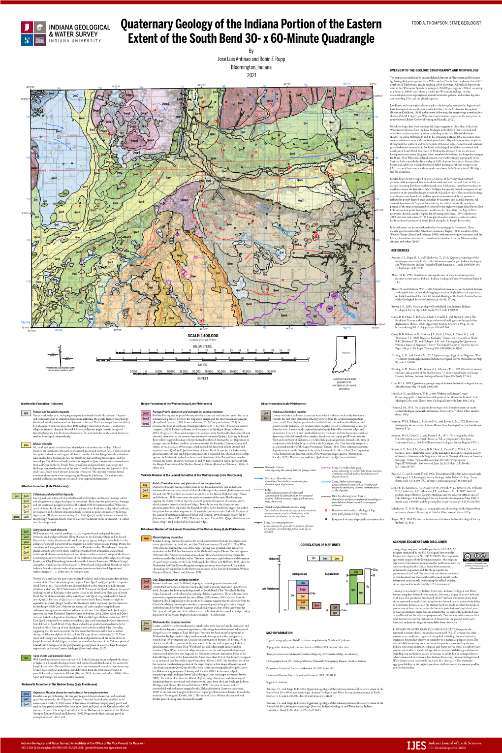 Quaternary Geology of the Indiana Portion of the Eastern Extent of The