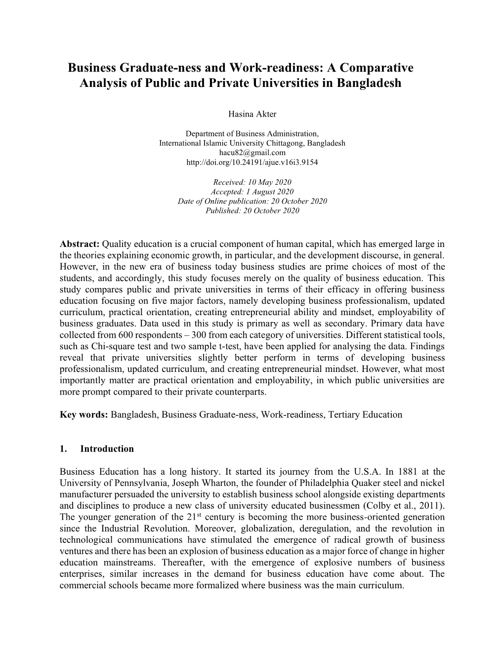 A Comparative Analysis of Public and Private Universities in Bangladesh