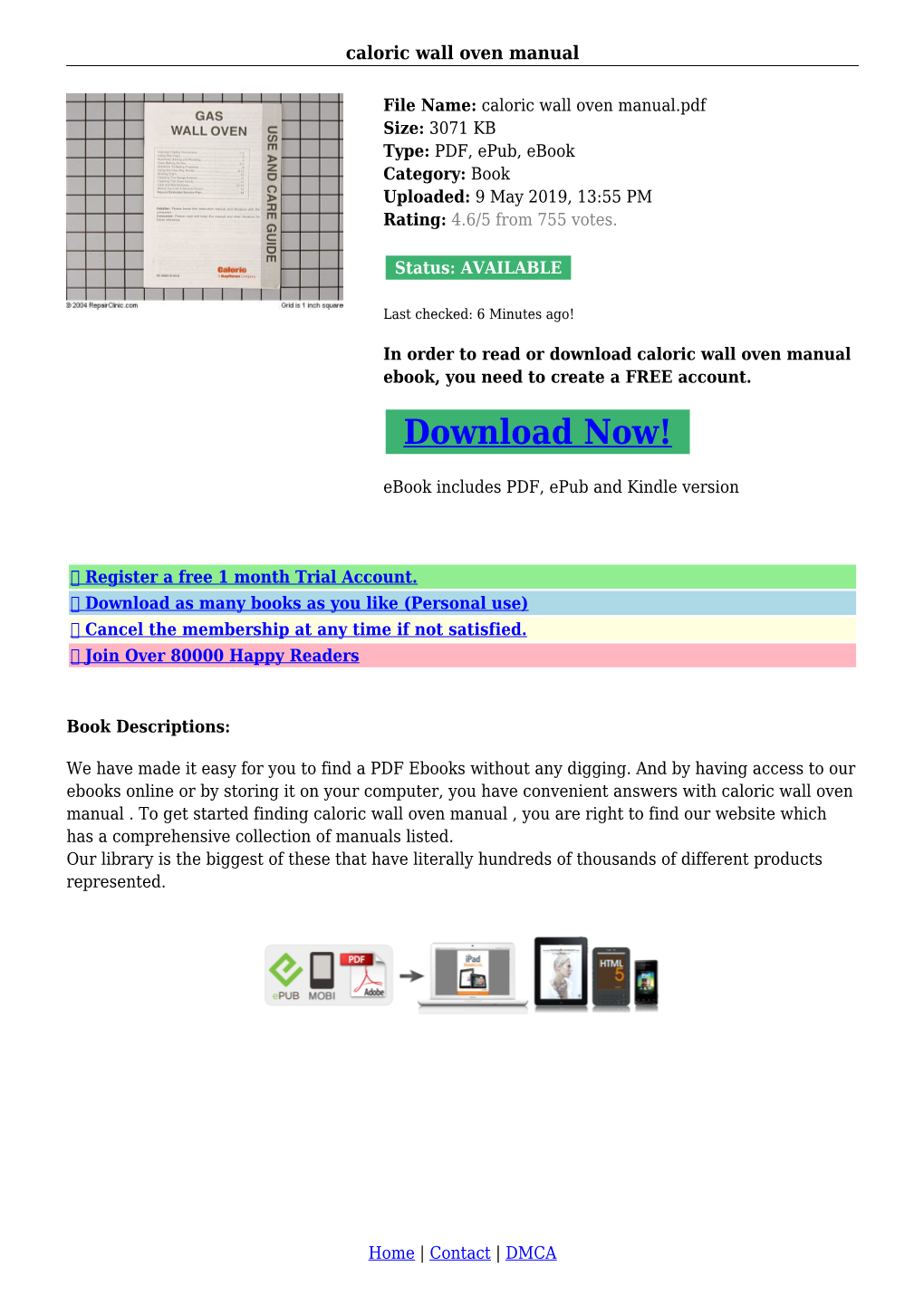 Caloric Wall Oven Manual