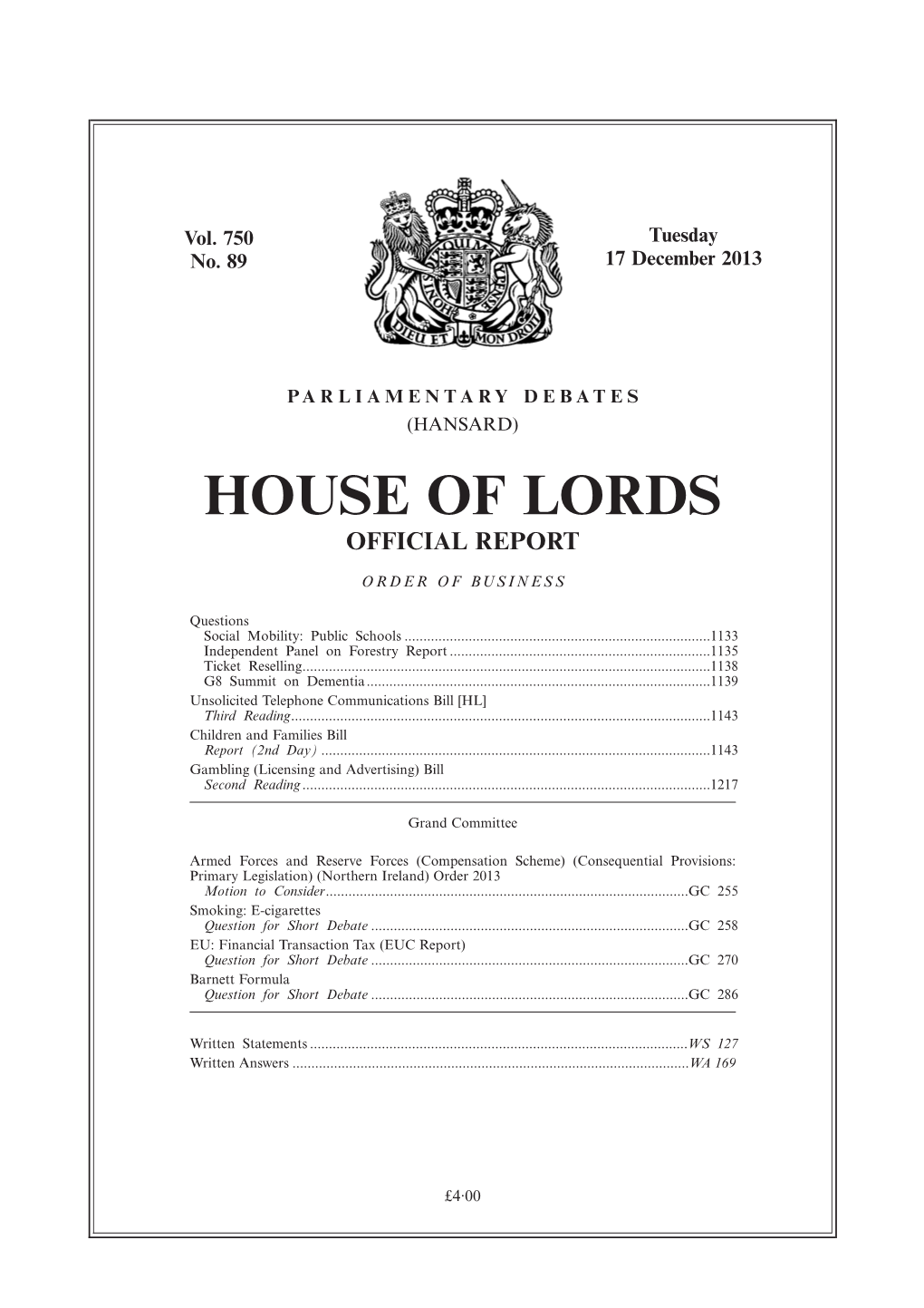 House of Lords Official Report