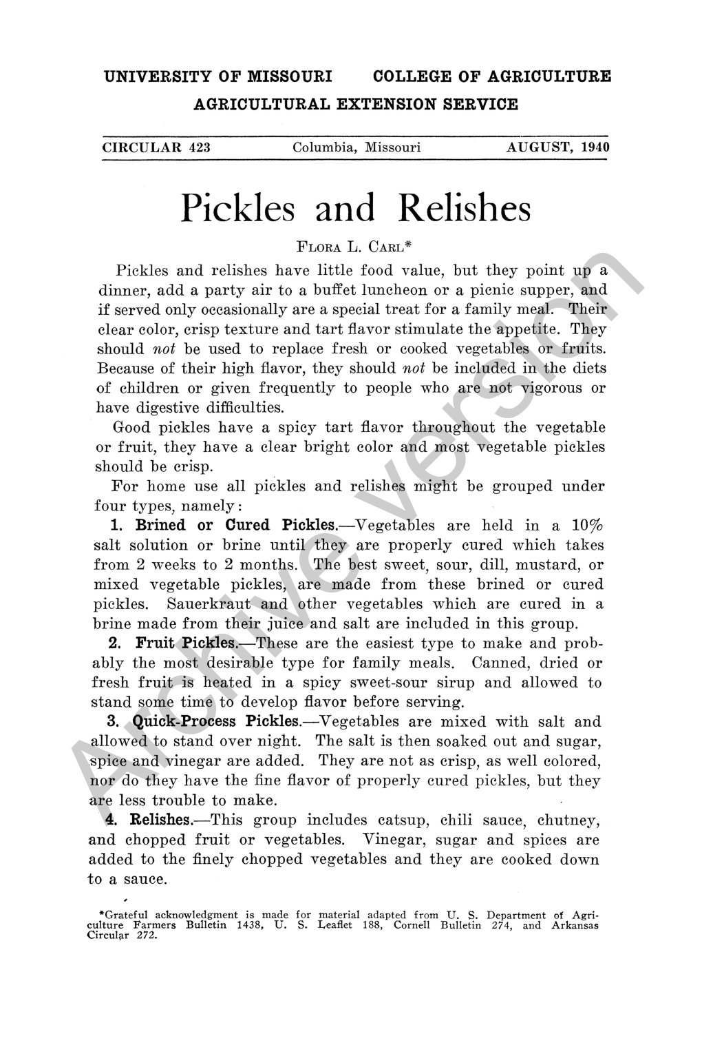 Pickles and Relishes